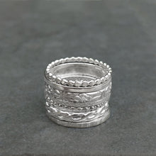 Load image into Gallery viewer, hkm jewelry stacking rings workshop options in sterling silver patterned wire
