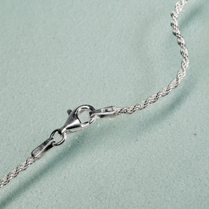 lobster clasp on 1.5mm rope chain in sterling silver made in Italy