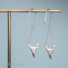 Load image into Gallery viewer, backside of hallmark .925 and HKM Triangle Sharks Teeth Dangle Earrings by hkm jewelry 
