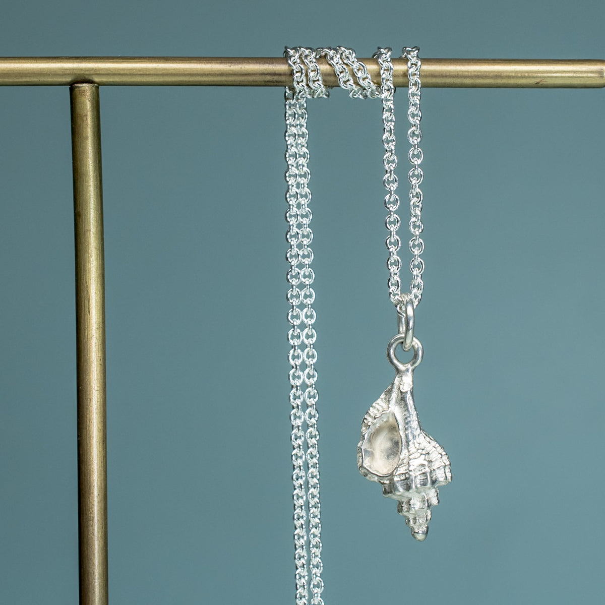 Sharp Rib Drill Shell Thick-Lipped Drill Snail Shell Necklace - Cast Silver Seashell Charm ...