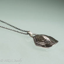 Load image into Gallery viewer, side view of Diamondback terrapin turtle shell scute necklace in oxidized finish by hkm jewelry 
