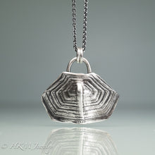 Load image into Gallery viewer, Diamondback terrapin turtle shell scute necklace in oxidized finish by hkm jewelry
