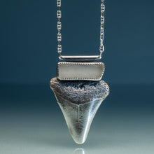 Load image into Gallery viewer, White Shark Sea Glass Talisman Oxidized
