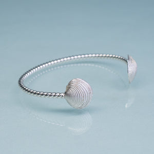 Cast silver venus clam shell cuff bracelet by hkm jewelry