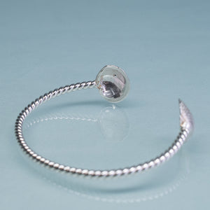 underside of Cast silver venus clam shell cuff bracelet by hkm jewelry