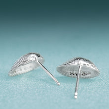 Load image into Gallery viewer, back side of Recycled Silver Ark Clam Studs - Seashell Earrings - Cockle Clam Shells Sustainable Gift by Hali MacLaren of HKM Jewelry
