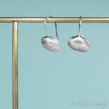 Load image into Gallery viewer, ark clam shell drop earrings by hkm jewelry with side and front view
