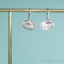 Load image into Gallery viewer, the ark clam shell drop earrings by hkm jewelry with front and back view
