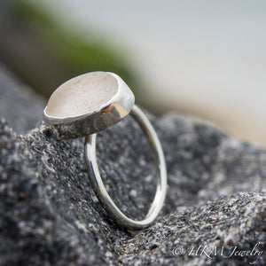 side view of large bezel set raw cape may diamond ring in sterling silver  by HKM Jewelry