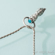 Load image into Gallery viewer, Cast Silver Hydrangea Bud Necklace with Turquoise by HKM Jewelry
