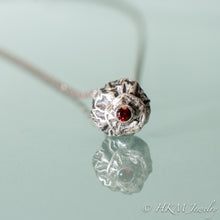 Load image into Gallery viewer, Cast Silver Rose Hip Necklace with Garnet by HKM Jewelry
