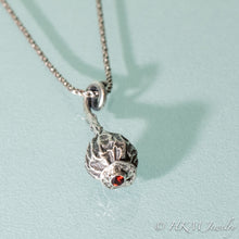 Load image into Gallery viewer, Cast Silver Rose Hip Necklace with Garnet by HKM Jewelry
