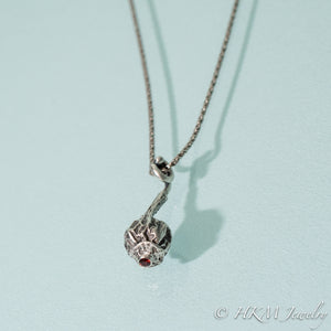 Cast Silver Rose Hip Necklace with Garnet by HKM Jewelry