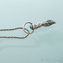 Load image into Gallery viewer, Cast Silver Hydrangea Bud Necklace with Turquoise by HKM Jewelry

