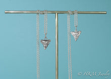 Load image into Gallery viewer, bull shark teeth necklaces cast in polished or oxidized silver by hkm jewelry
