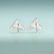 Load image into Gallery viewer, back view of bull shark teeth tiny stud earrings in sterling silver by hkm jewelry
