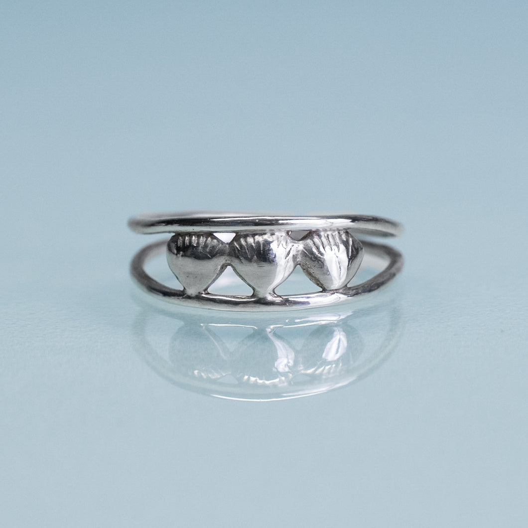 Clam Bar Ring - Cast Silver Shells Open Band
