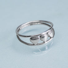 Load image into Gallery viewer, Clam Bar Ring - Cast Silver Shells Open Band
