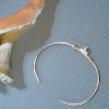 Load image into Gallery viewer, Raw Cape May Diamond Cuff - Silver and Gold Quartz Beach Stone Bracelet

