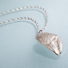 Load image into Gallery viewer, cast silver ghost crab claw in recycled silver on anchor chain by hkm jewelry
