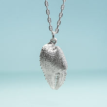 Load image into Gallery viewer, cast silver ghost crab claw in recycled silver on anchor chain by hkm jewelry
