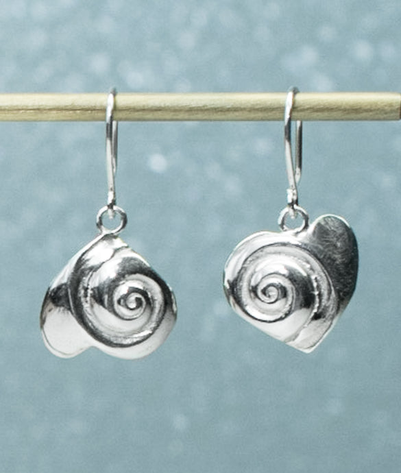heart of the sea original dangle earrings by hkm jewelry cast from new jersey moon snails