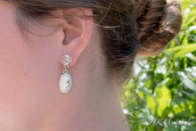 Load image into Gallery viewer, Keyhole Limpet Shell Dangle Stud Earrings with Cape May Diamonds
