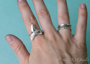 Mako Shark Tooth Ring - Large Silver Cast Teeth