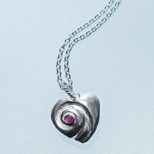Load image into Gallery viewer, Heart of the Sea moon snail necklace by hkm jewelry with ruby july birthstone
