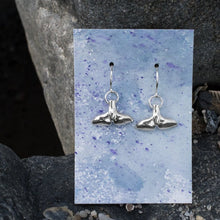 Load image into Gallery viewer, Silver Sea Tail Dangle Earrings - Fluke Drops
