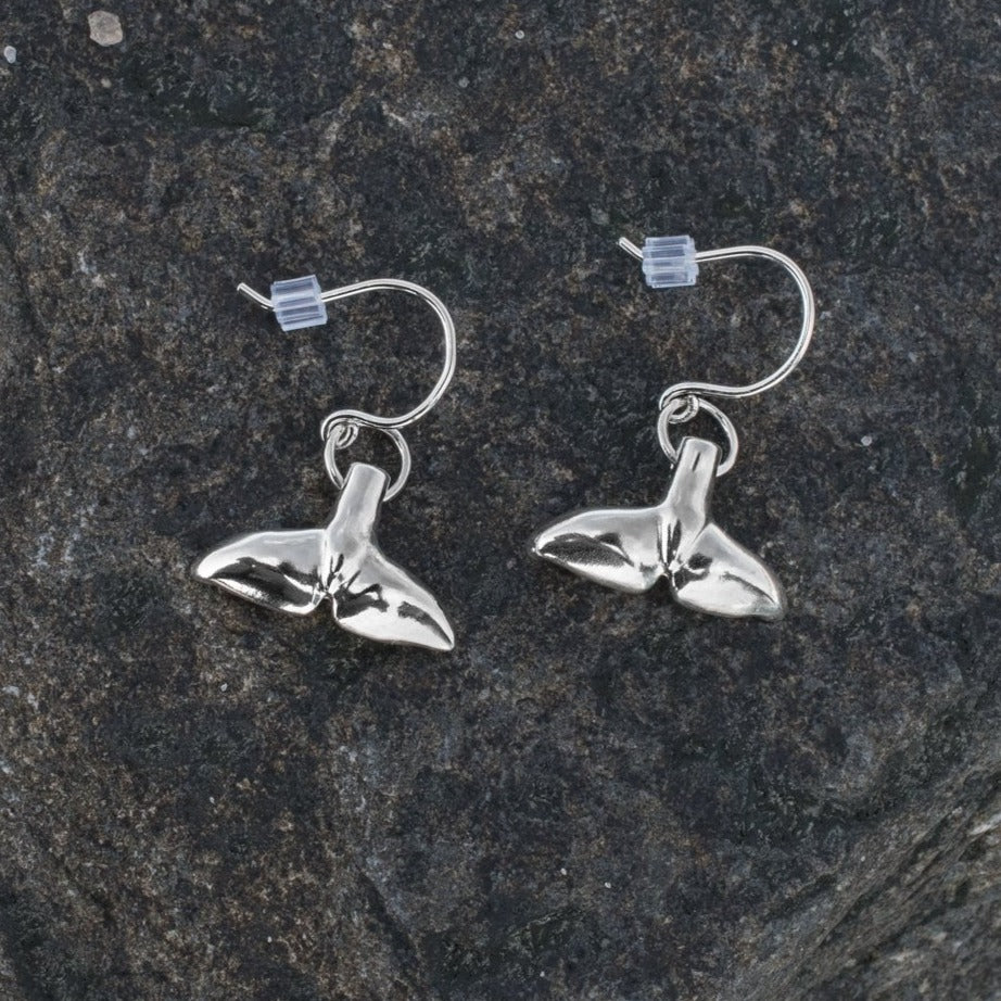 Silver Sea Tail Dangle Earrings - Fluke Drops
