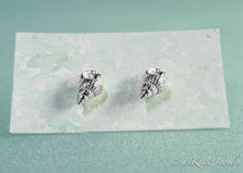 Load image into Gallery viewer, Threeline Mudsnail Studs on HKM Jewelry earring card - Mini Silver Nassa Shell Earrings
