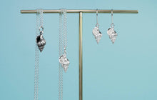Load image into Gallery viewer, Ribbed Cantharus Shell Earrings - Cast Silver Conch Shell Dangles
