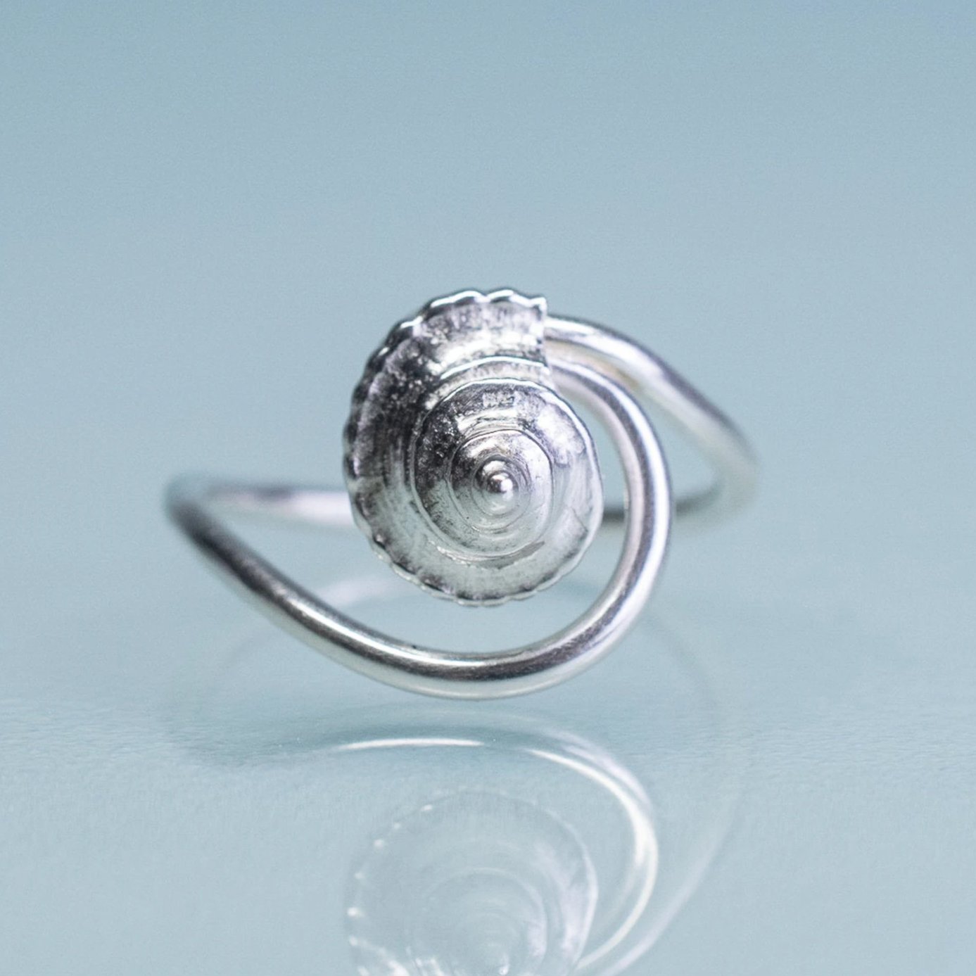 Silver Scallop Shell Ring - Cast Seashell Split Shank Band – HKM Jewelry