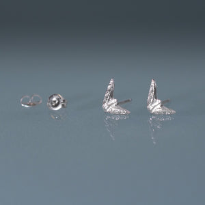 Sand Dollar Dove Studs - Cast Silver Peace Earrings