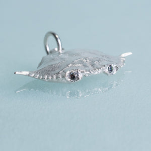 Baby Blue Crab Carapace Necklace - Cast Silver Charm