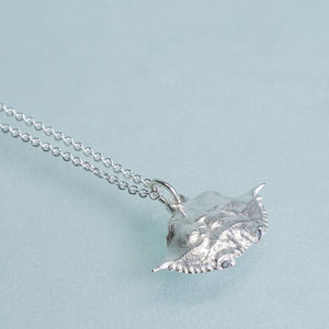 Baby Blue Crab Carapace Necklace - Cast Silver Charm