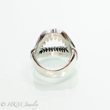 Load image into Gallery viewer, back view of Shark Jaws Ring Band in recycled sterling silver by hkm jewelry
