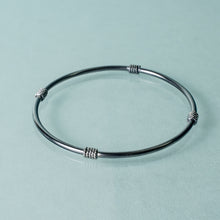 Load image into Gallery viewer, oxidized silver Life saver bangle by hkm jewelry 
