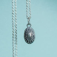 Load image into Gallery viewer, small oxidized silver keyhole limpet shell necklace
