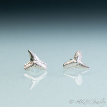 Load image into Gallery viewer, mini lemon shark teeth stud earrings cast in silver by hali maclaren of hkm jewelry
