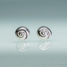 Load image into Gallery viewer, moon snail stud earrings in silver by hkm jewelry
