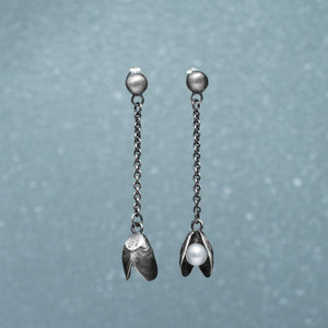hkm jewelry cast mussel earrings in silver and pearls