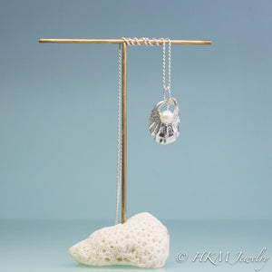 Oyster Pearl Necklace - Cast Seashell With Freshwater Pearl