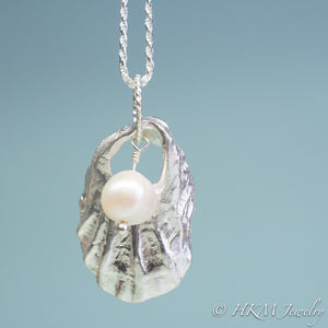 Oyster Pearl Necklace - Cast Seashell With Freshwater Pearl