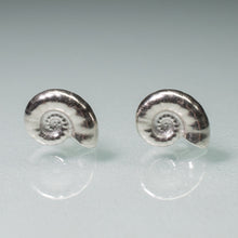 Load image into Gallery viewer, Ram&#39;s Horn Squid Shell Stud Earrings - Sterling Nautilus Swirl Studs

