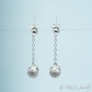 The Mini Scallop Pearl Drop Stud Earrings by HKM JEWELRY