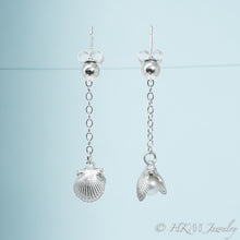Load image into Gallery viewer, The Mini Scallop Pearl Drop Stud Earrings side view by HKM JEWELRY

