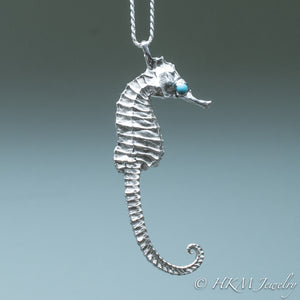 Cast Seahorse Necklace - Cast Silver Statement Piece