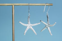 Load image into Gallery viewer, backview of silver starfish dangles by hkm jewelry
